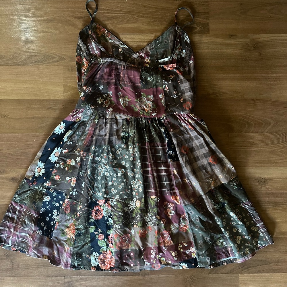 Hot Topic Pink and Brown Thorn & Fable Cottage Floral Patchwork Sundress - Picture 8 of 11